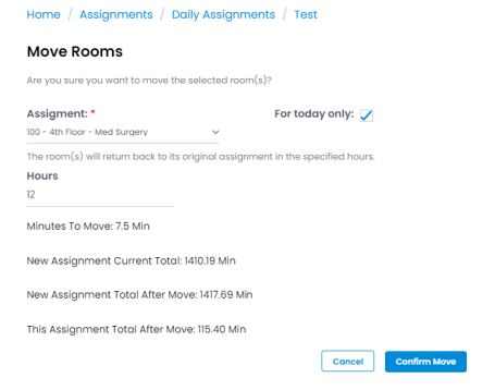 Move rooms for one day